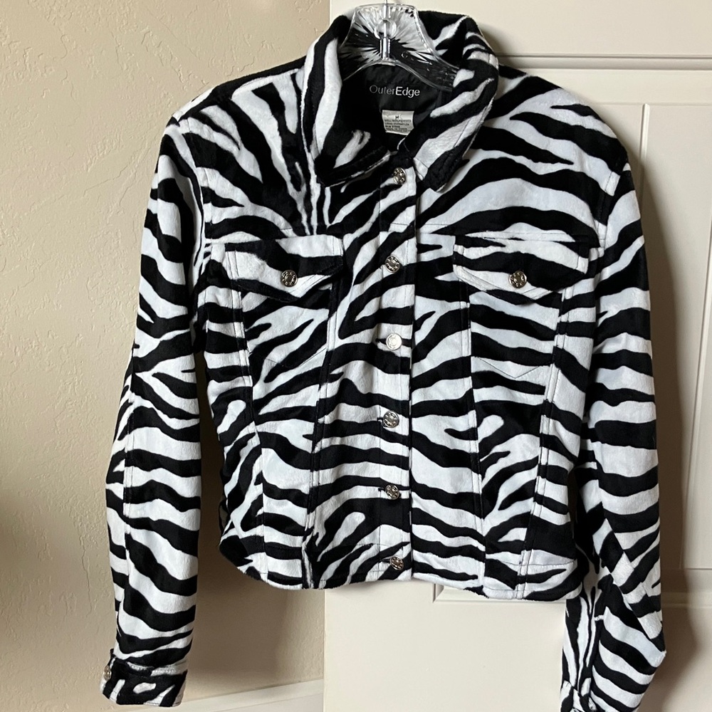 Outer Edge zebra print bomber style jacket